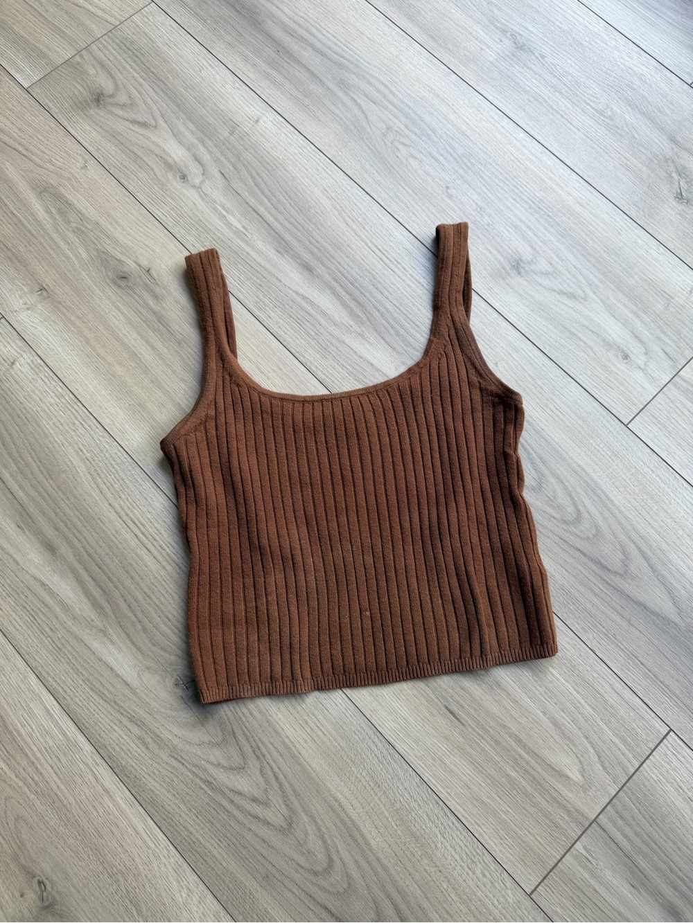 Wilfred Wool Knit Square-Neck Brown Tank Top